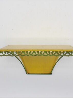 Vintage Yellow Toleware Wall Bracket, Wall Sconce